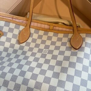Louis Vuitton Blue and Tan Checkered Tote